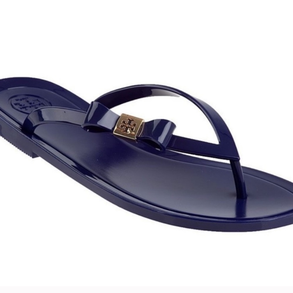 TORY BURCH Michaela Bow Blue Jelly Flip Flops Sz 6/7